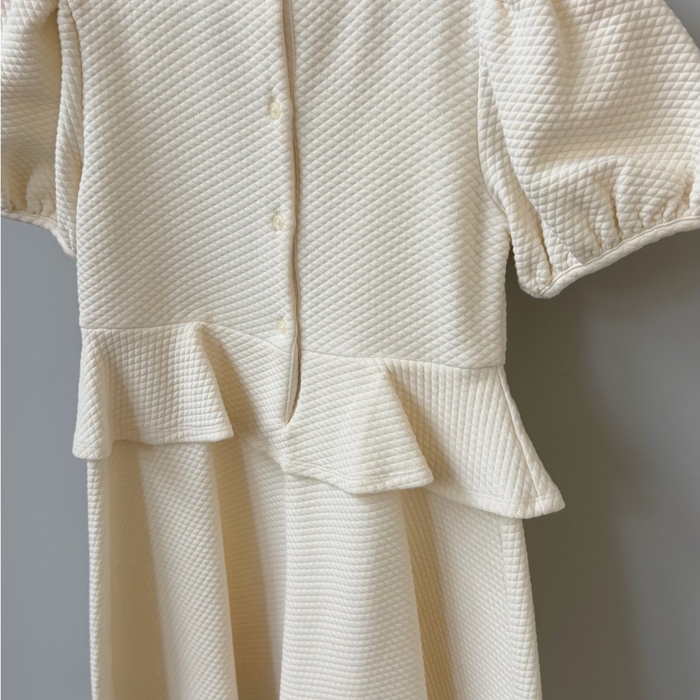 Janie and Jack Cream Peplum Dress with Black Bow Details - Picture 3 of 6